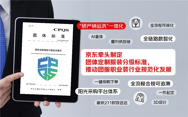 团服职业装产业进入分级时代！京东携手权威机构推动团体服装定制产业标准升级