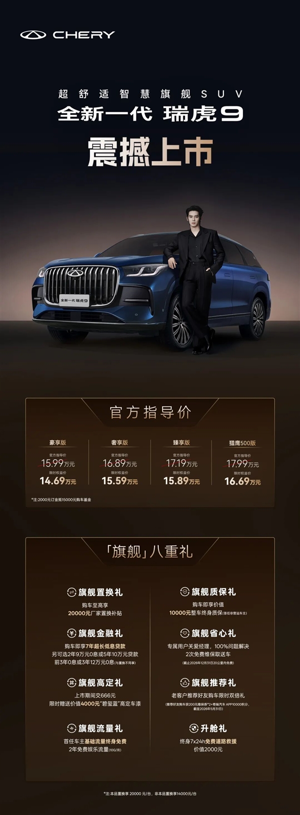 燃油车智驾天花板！奇瑞全新一代瑞虎9上市：14.69万元起