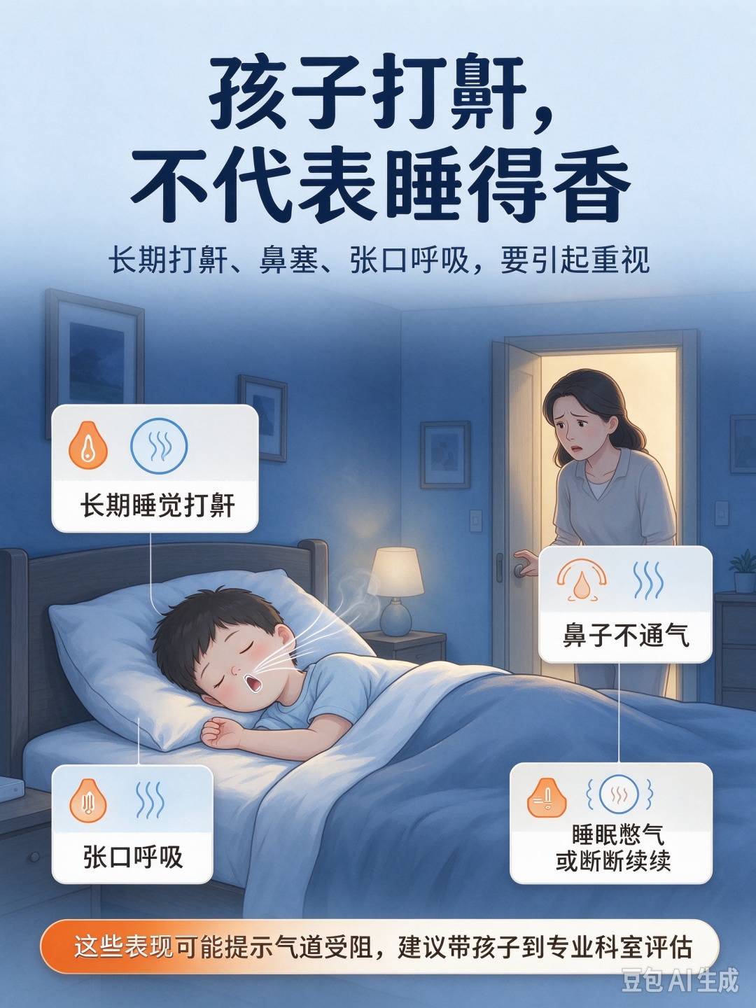 孩子睡觉张嘴、打鼾，可能是疾病信号，别大意！